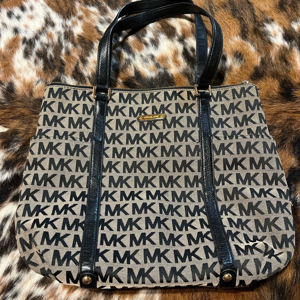 Michael Kors Black and Brown Logo Tote